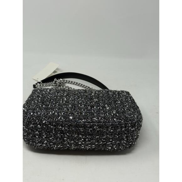 Tory Burch Willa Metallic tweed grey black bag crossbody - Picture 2 of 5